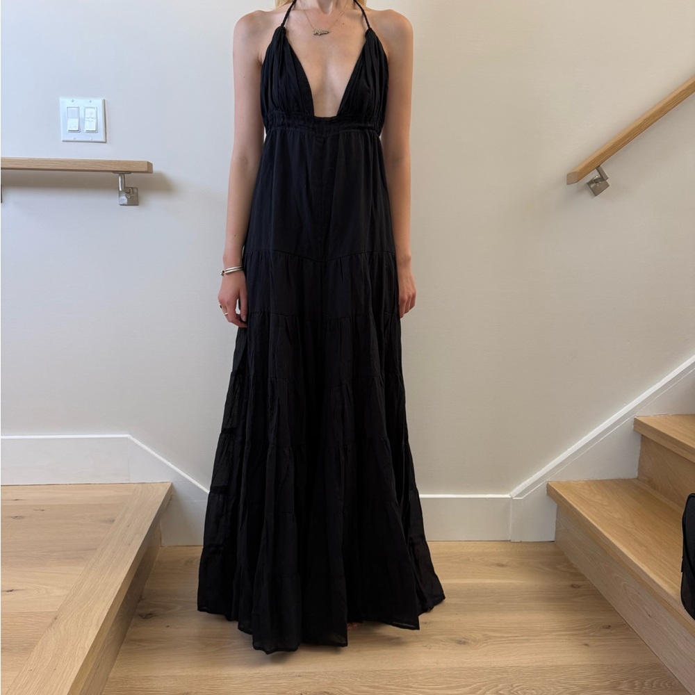 Black Sleeveless Halter Sundress for Prom